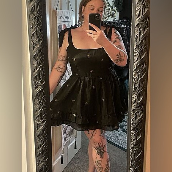 Disturbia Insectarium Embroidered Organza Tiered Corset Mini Dress US 4/UK 8 - Picture 7 of 8